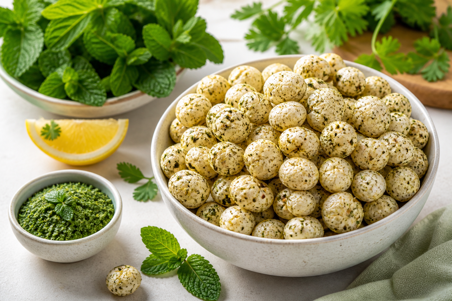 Pudina roasted makhana with mint